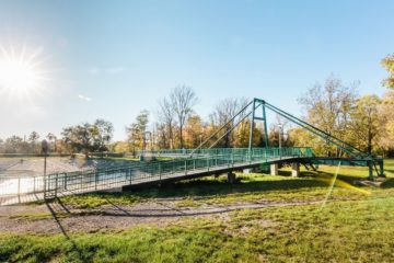 The footbridge for cyclists and pedestrians across the Ostravice River, Frýdek-Místek