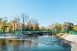 The footbridge for cyclists and pedestrians across the Ostravice River, Frýdek-Místek